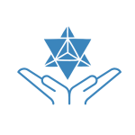 icon of two hands holding a Merkabah in blue for Soul Contract Reading