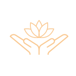 Icon of two hands holding a lotus flower in orange for Reiki Healing