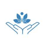 an icon with two hands holding a butterfly or wings in blue for Divine Healing